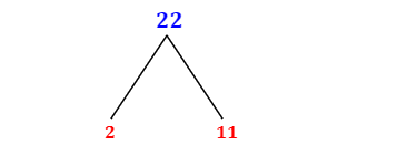 Prime Factorization of 22 with a Factor Tree
